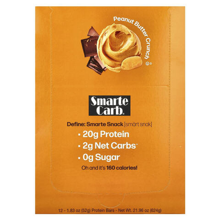 NuGo Nutrition, Протеиновый батончик Smarte Carb®, хрустящая арахисовая паста, 12 батончиков, 52 г (1,83 унции)