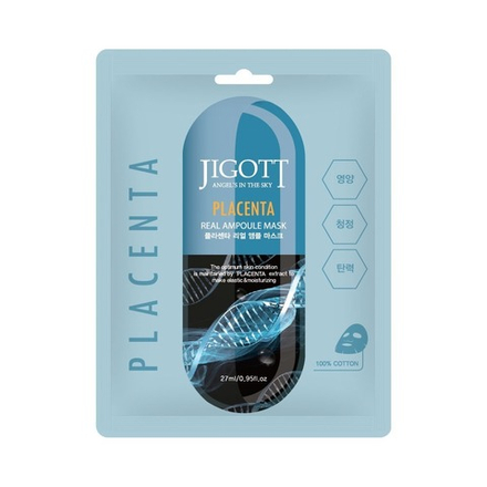 KR/ JIGOTT Маска-салфетка для лица "Плацента" / PLACENTA Real Ampoule Mask