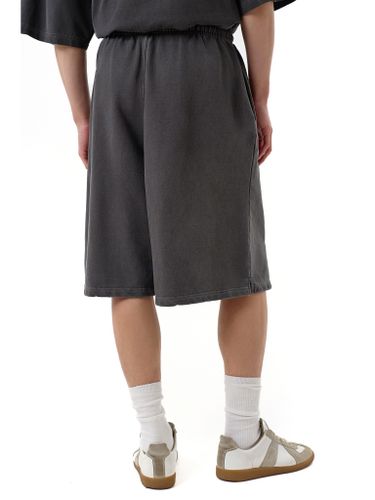 Графитовые трикотажные шорты с лого