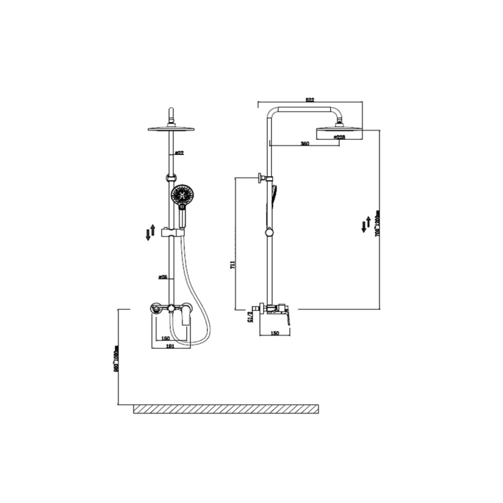 Душевая система с тропическим душем Oulin OL-HT-2306