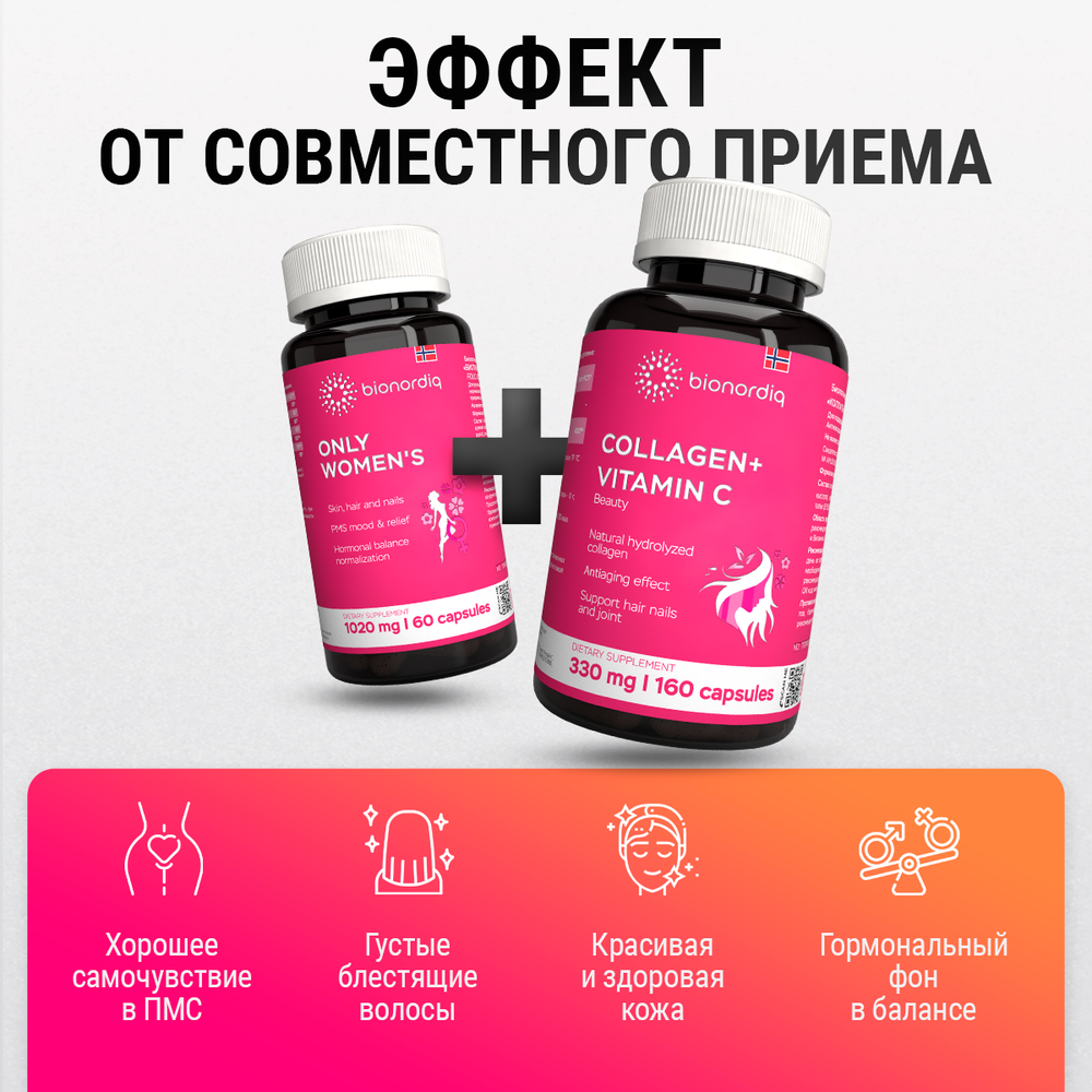 Витамины для женщин комплекс Биотин и фолиевая кислота для здоровья волос, кожи и ногтей (Biotin & folic acid )"ONLY WOMEN'S