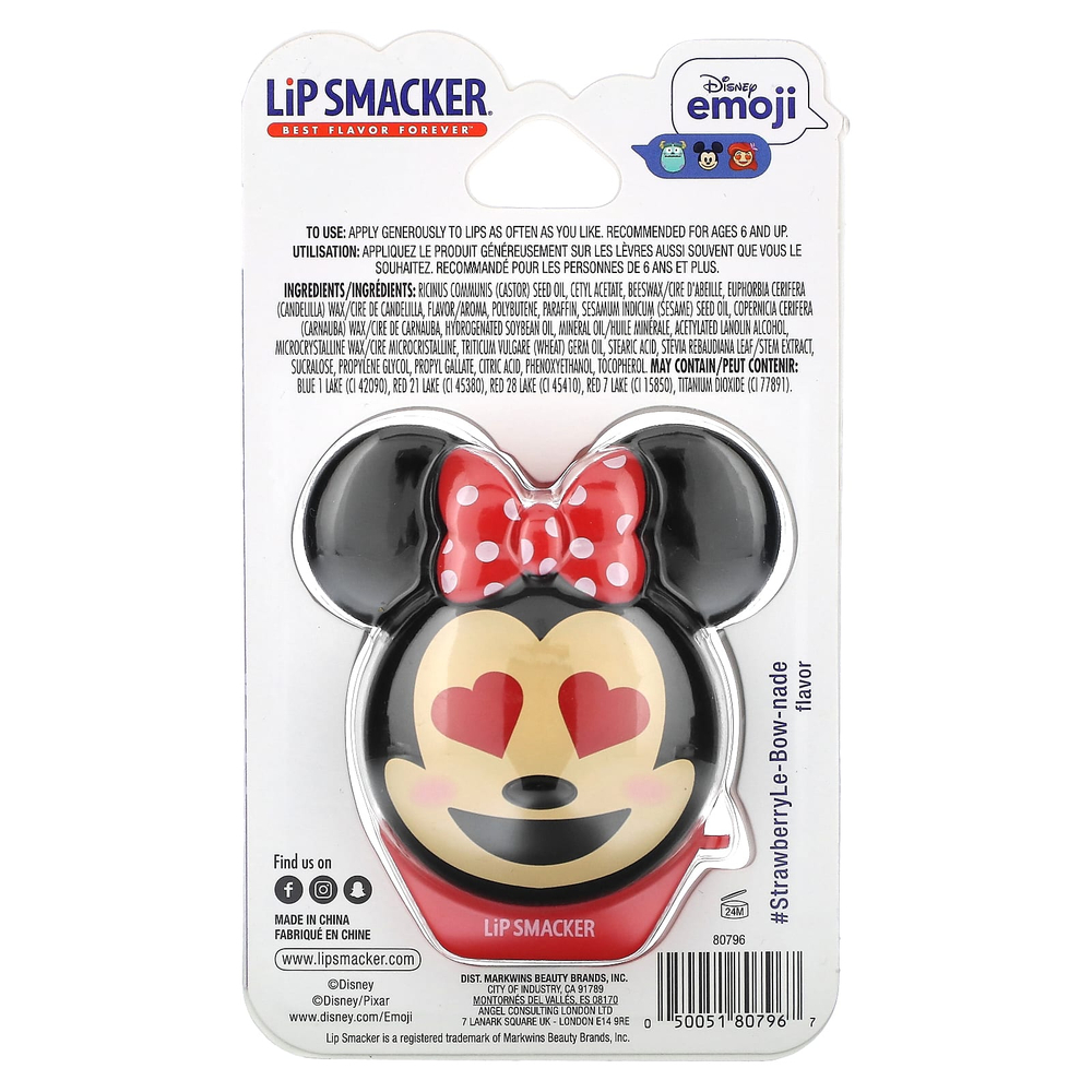 Lip Smacker, Disney Emoji, бальзам для губ, минни, клубника, 7,4 г (0,26 унции)