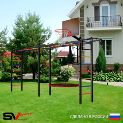 Уличная шведская стенка Sv Sport рукоход х 2 У52100К (Турник/Гнездо 80см/Щит баскет)