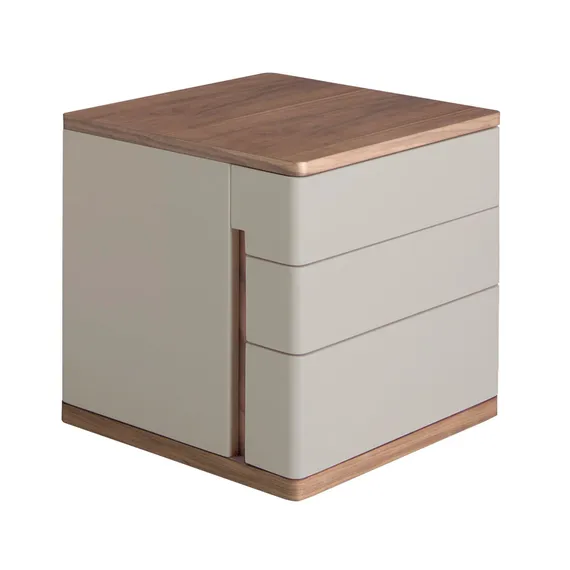 Прикроватная тумбочка 7166/MB2320NS из серого лака и шпона ореха