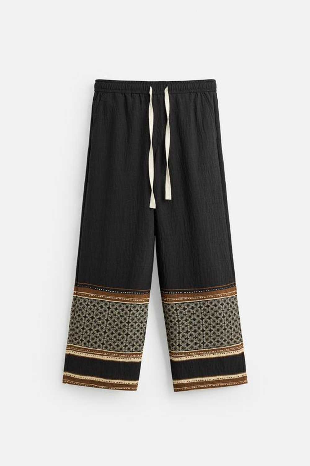 ZARA БРЮКИ СВОБОДНОГО КРОЯ В СТИЛЕ COLOR BLOCK, ЧЕРНЫЙ