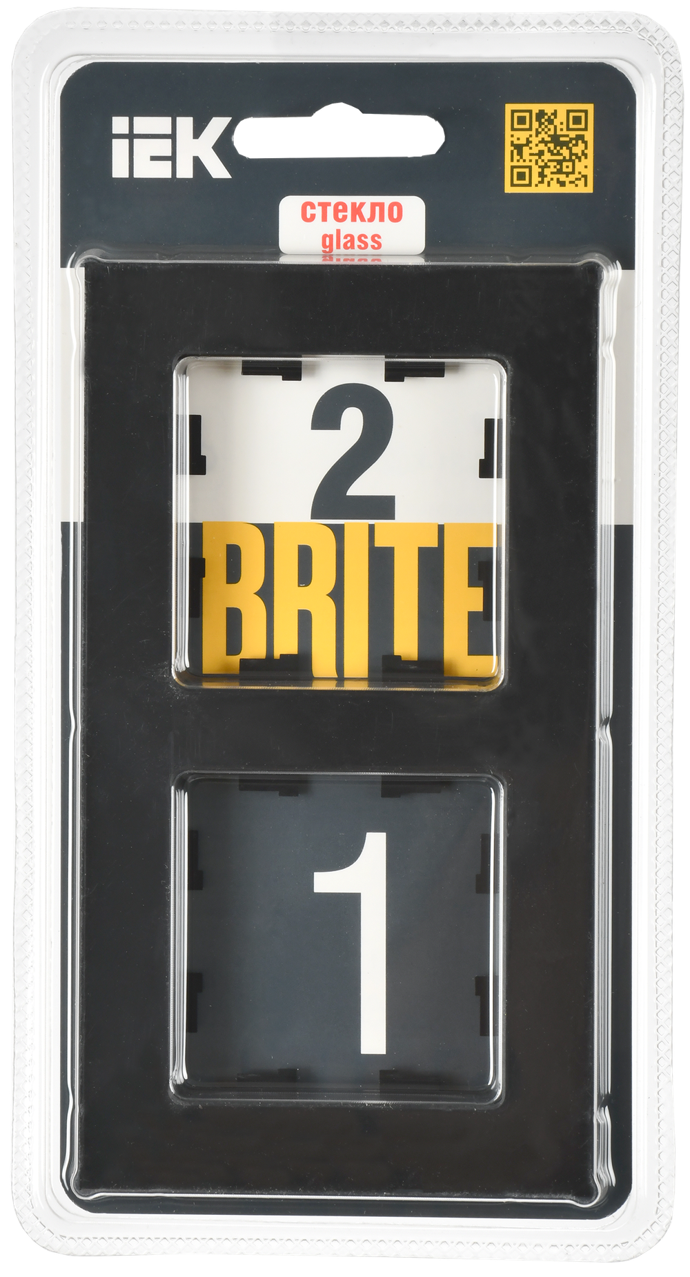 BRITE Рамка 2-местная РУ-2-2-Бр стекло черный матовый IEK