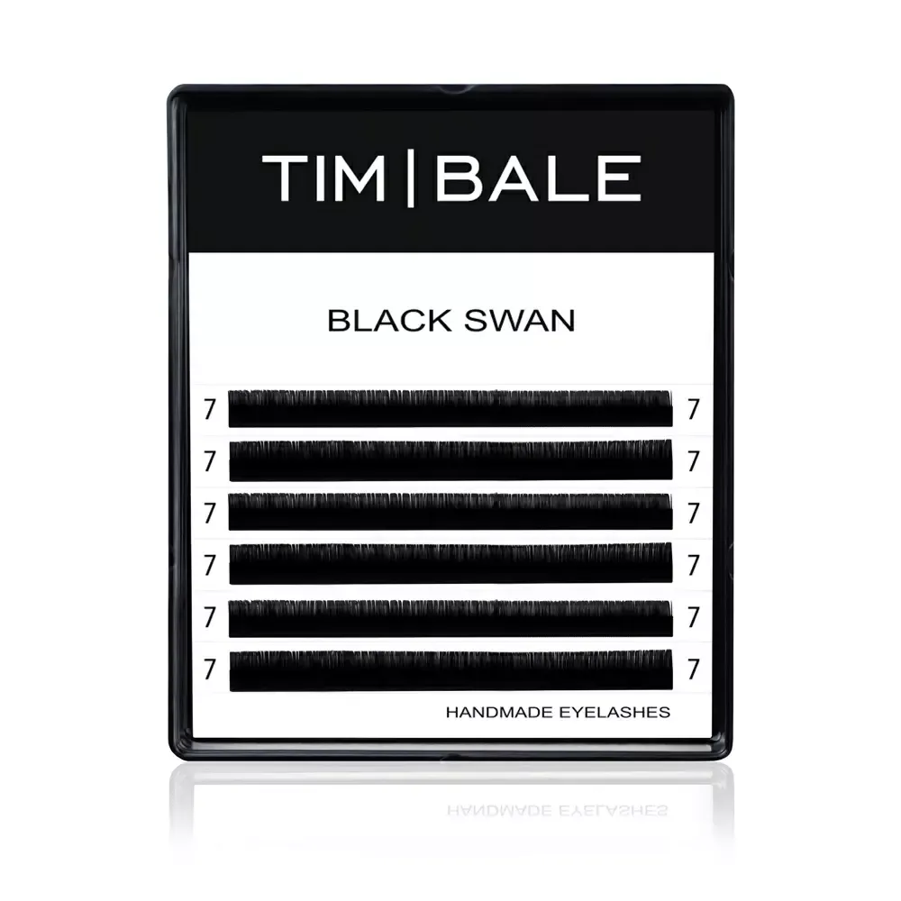 Ресницы чёрные TimBale Black Swan, 6 линий  M 0.10 12 mm