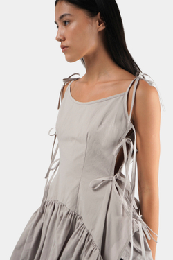 Топ со сборками серый