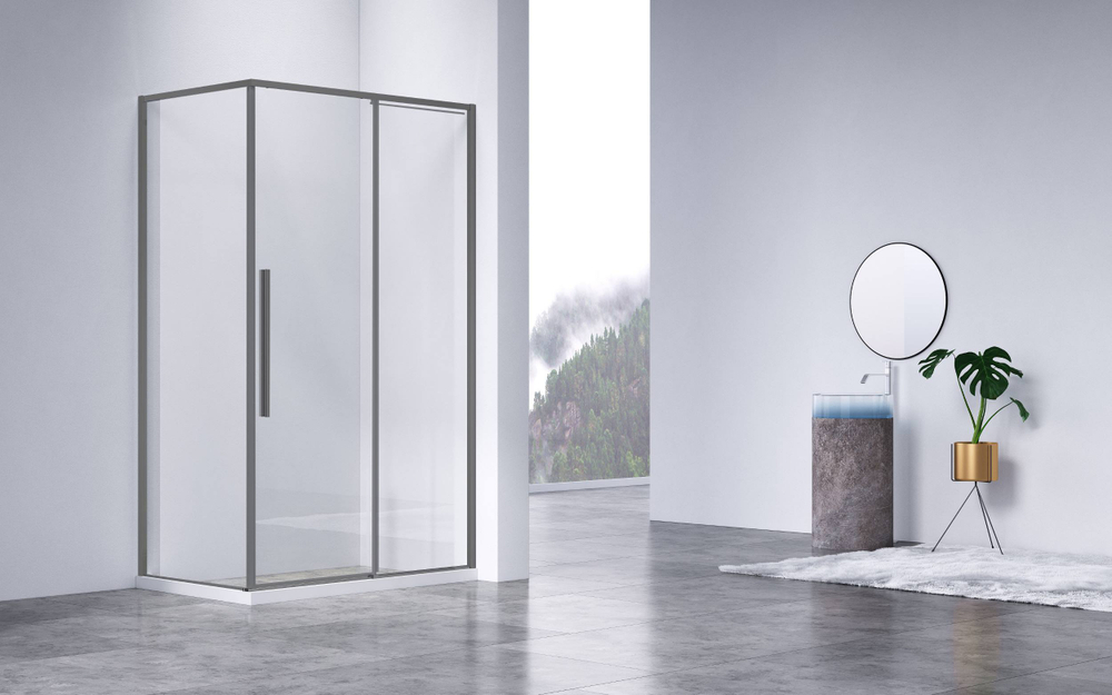 Душевой уголок Slim-N VSR-4SN8013CLGM, 1300*800, вороненая сталь, стекло прозрачное