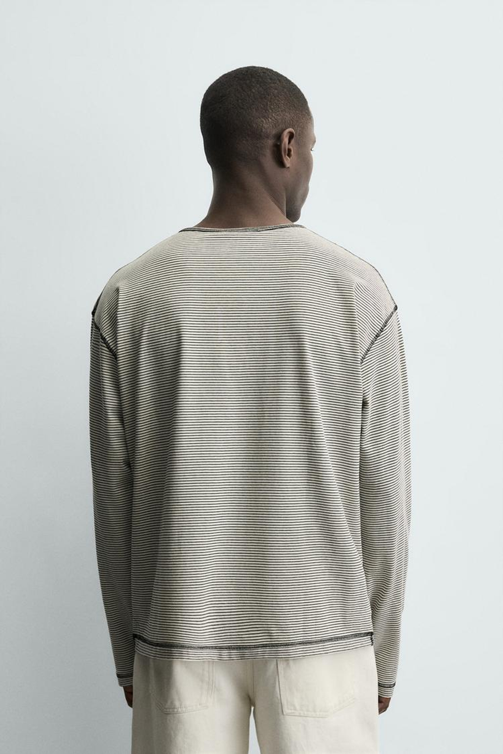 ZARA ФУТБОЛКА В ПОЛОСКУ С ВОРОТНИКОМ НА ПУГОВИЦАХ, СИНИЙ/БЕЛЫЙ