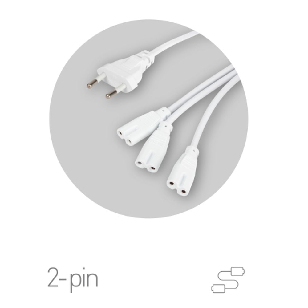 Разветвитель сетевой для линейных светильников ЭРА 3х IEC C7 2pin 2m для подключения 3 светильников | Аксессуары для фито светильников