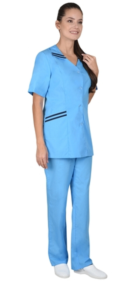 Костюм "ЖЕНЕВА" женский светло-голубой с тёмно-синим (СТ)