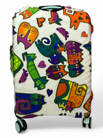 Чехол на чемодан 24", цвет белый/разноцветный, Коты