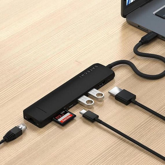 Адаптер Satechi 7-in-1 USB-C Slim Multiport Adapter with Ethernet (ST-P7SK) Black