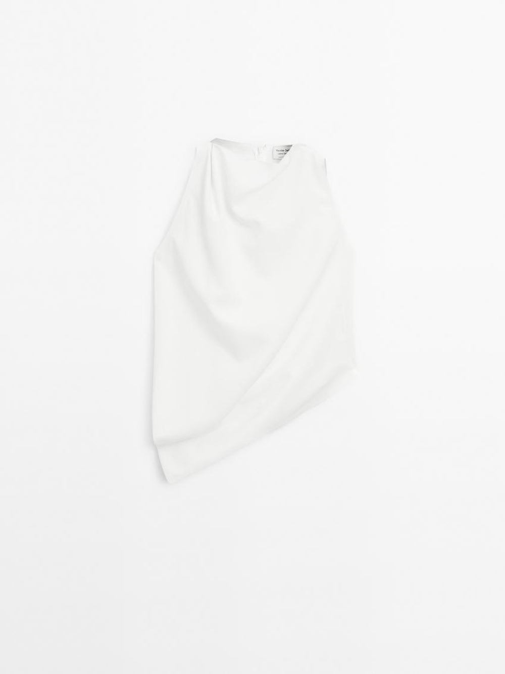 Massimo Dutti Струящийся асимметричный драпированный топ - Limited Edition, кремовый