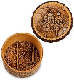 Народные промыслы BST-120/ 1 Шкатулка «Купола» мал. (береста)