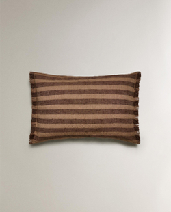 Zara Home наволочка декоративная из хлопка, коричневый, в полоску, 40x60 см