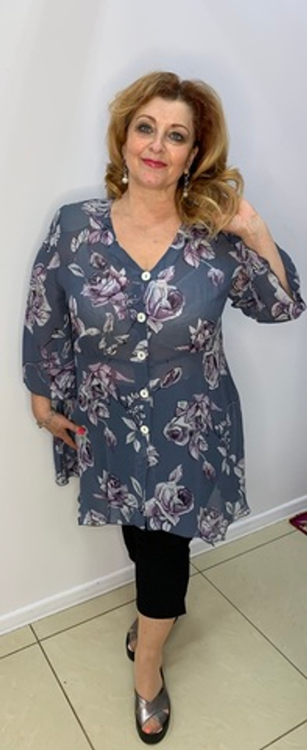 Немецкая шифоновая туника на пуговицах