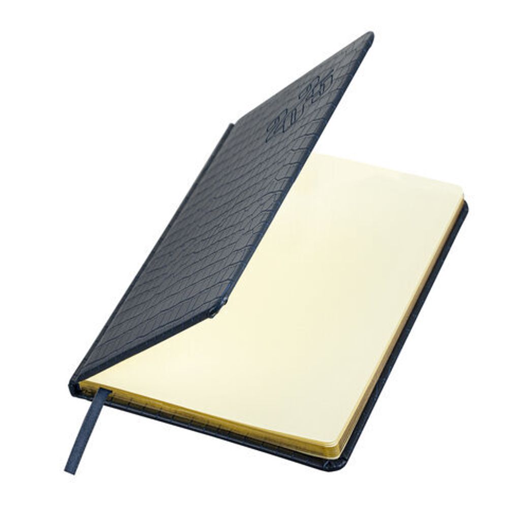 Еженедельник датированный 2025, А5, 145х215 мм, BRAUBERG "Comodo", под кожу, темно-синий, 115957