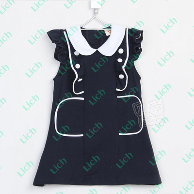 Платье детское с рукавами-крылышками и контрастной отделкой