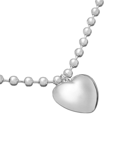 Колье металлическое сердце, цепь из шариков, серебро