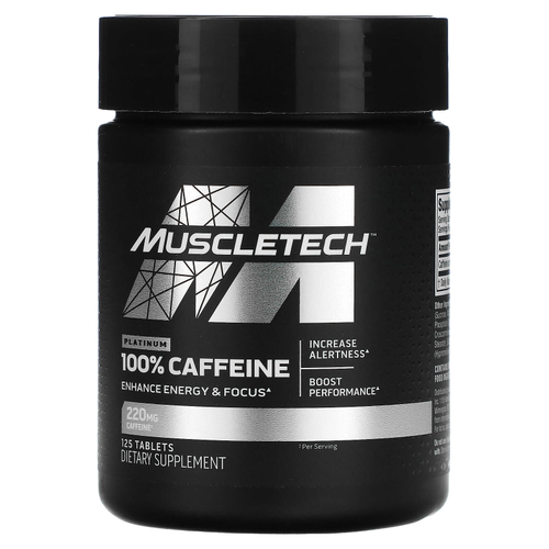 MuscleTech, Platinum 100%, кофеин, 220 мг, 125 таблеток