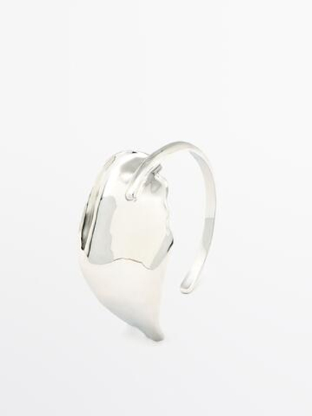 Massimo Dutti Широкий рельефный браслет, серебряный