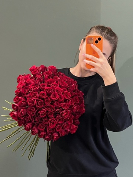Букет из красной розы (50см) 101 шт под ленту