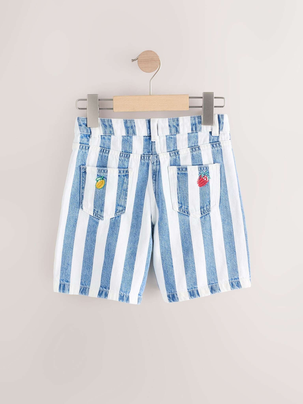 Шорты джинсовые с вышивкой для девочки Next E35-578, Синий, Белый