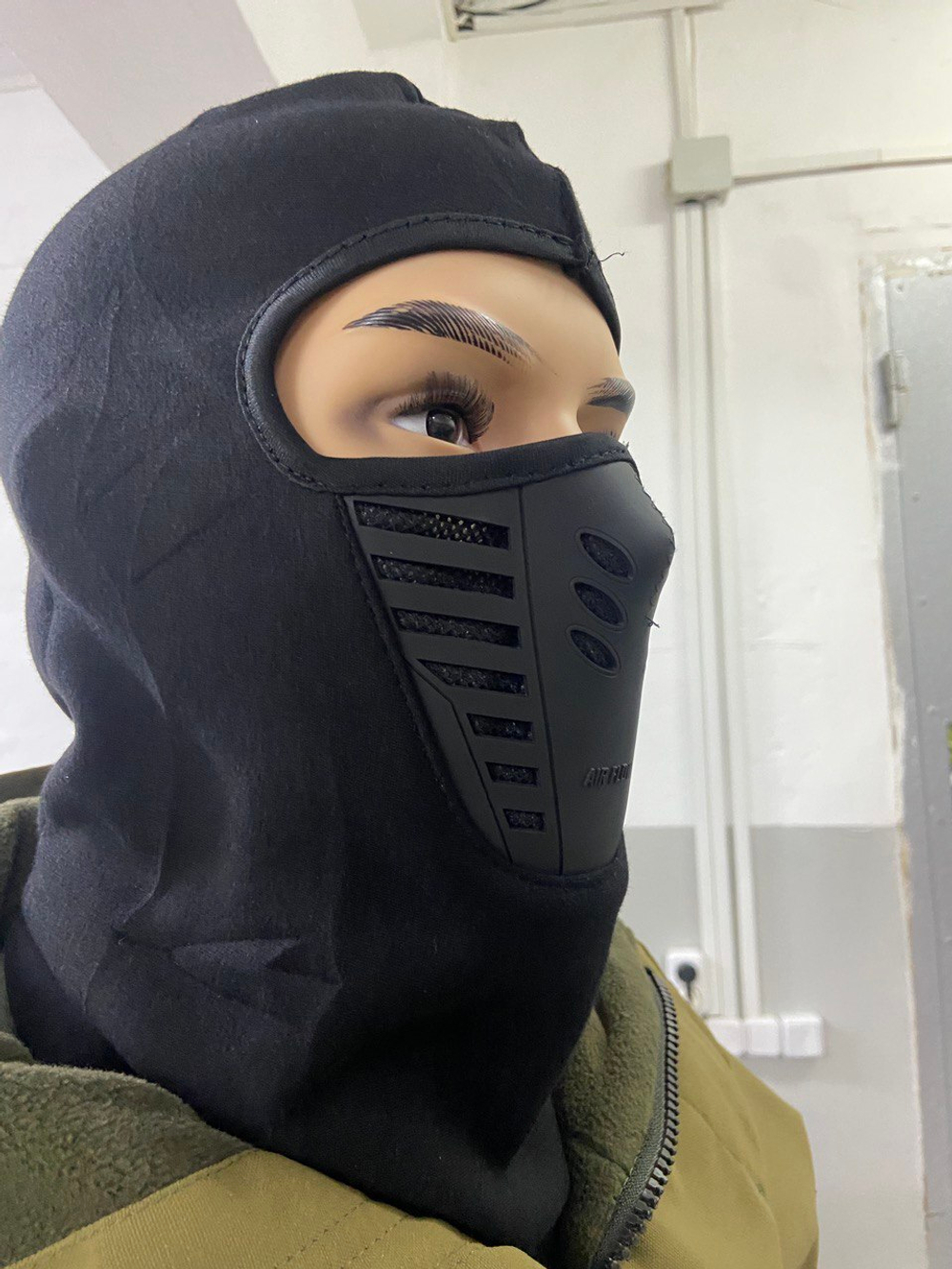 Балаклава текстильная утеплённая с маской чёрный