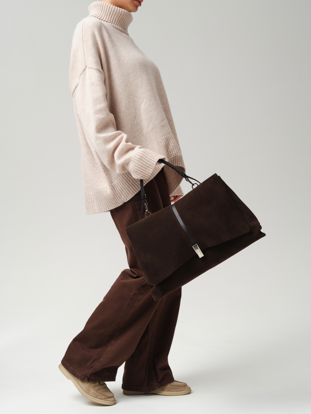 Замшевая сумка сэтчел Colette DBR 31349 черный каштан