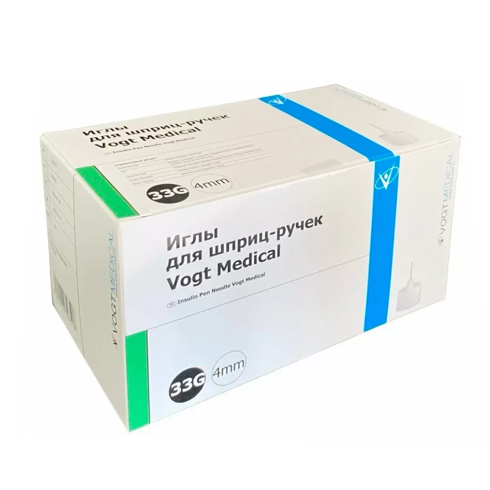 Иглы для шприц-ручек Vogt Medical 33G 0,20x4 мм 100 шт