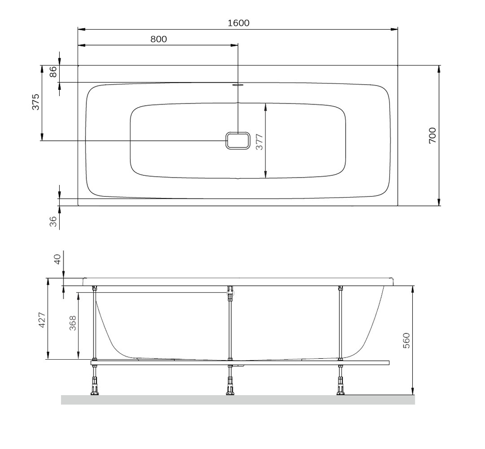 Ванна акриловая 160х70 см AM.PM Func W84A-160-070W-A белая