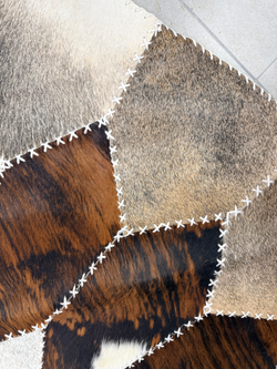 Ковер круглый натуральный на пол / Телячья шкура / 200 см