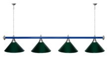 Лампа STARTBILLIARDS 4 пл. (плафоны зеленые,штанга зеленая,фурнитура золото)
