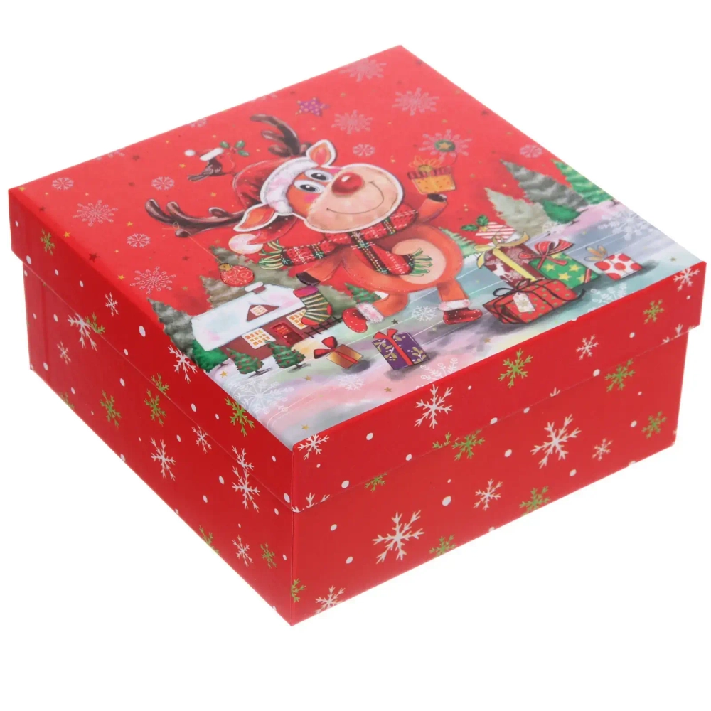 Коробка подарочная «Новогодний гость» 20*20*9,5 см