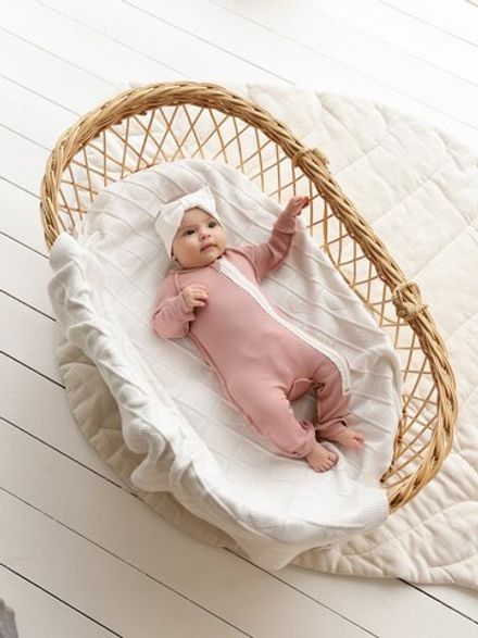 Пижама-слип из вафельной ткани "Пудра" 0+