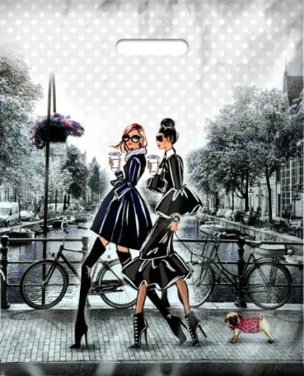 Пакеты с вырубной ручкой "Подружки" 38х47+6см 60мкм (50/500шт)