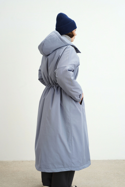 Парка оверсайз зимняя удлиненная, Индиго