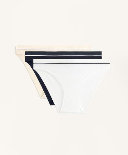 OYSHO Набор из трех классических трусиков из хлопковой смеси в рубчик, желтый