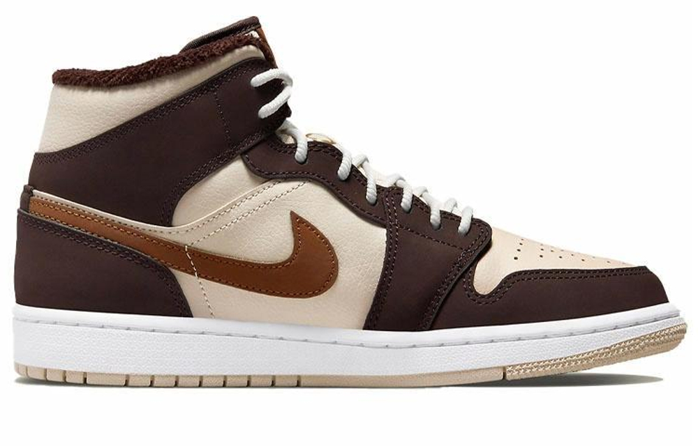Кроссовки Jordan Air Jordan 1 Mid Se "Cream Dark Chocolate" (Женская размерная сетка)