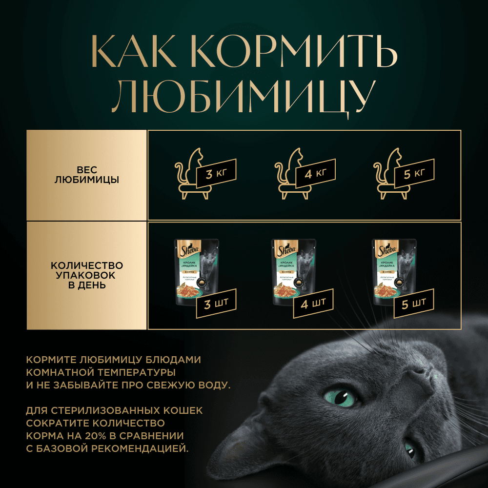 Кролик и индейка в соусе, 75г влажный корм для кошек Sheba