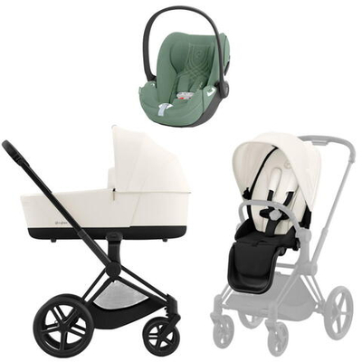 Коляска 3 в 1 Cybex Priam IV Matt Black complete и автокресло Cloud T i-Size Leaf Green Plus Off White