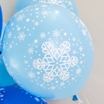 Воздушные шары Волна Веселья с рисунком Снежинки голубой, 25 шт. размер 12" #711221