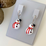 LEFIREL' Серьги серебряные женские "Снеговички" с бусинами из муранского стекла / ювелирные украшения из родированного серебра 925