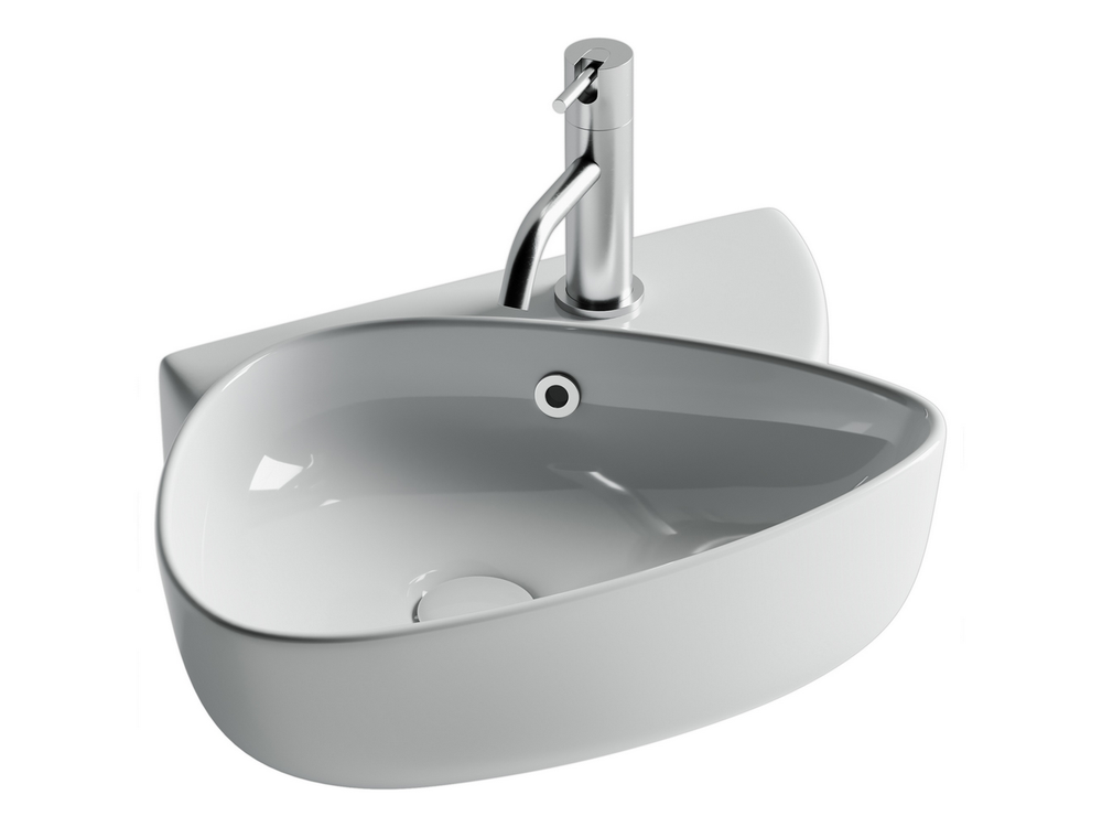 Раковина подвесная с отверстием под смеситель, 495x350x155, цвет белый