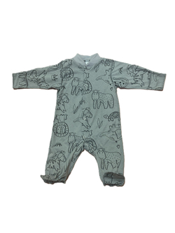 Комбинезон с закрытой ножкой на кнопках из кулирки (100% хлопок) с антицарапками и швами наружу на рост 56 см