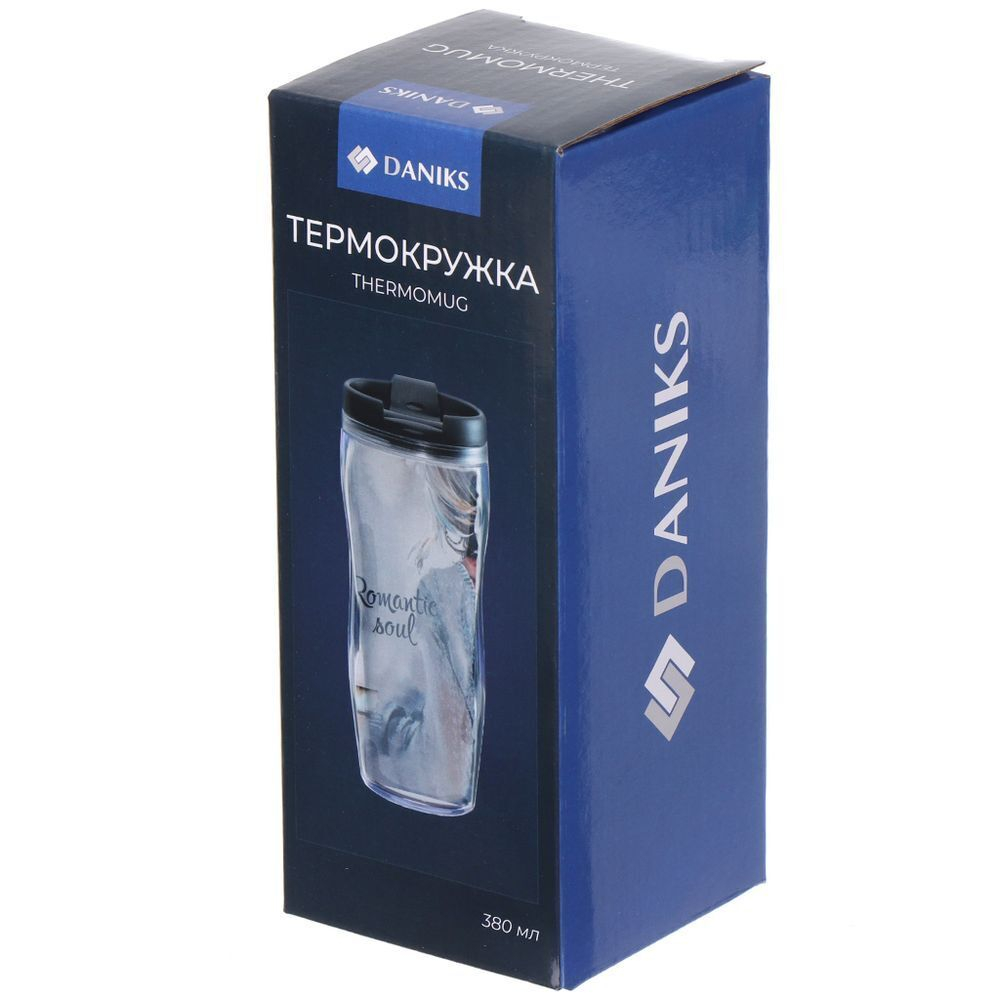Термокружка пластик, 0.38 л, Daniks, Романтическая душа, YYCF001-22