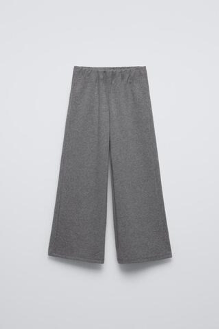 ZARA БРЮКИ WIDE LEG, СЕРЫЙ