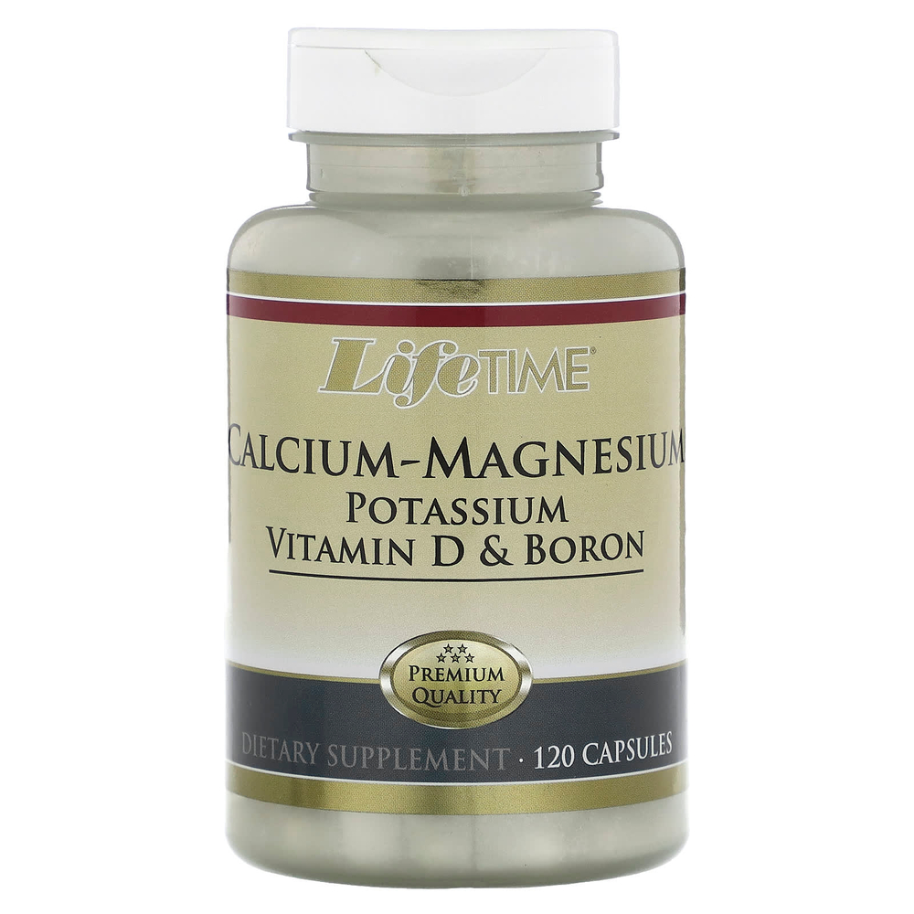 LifeTime Vitamins, Кальций и магний, калий, витамин D и бор, 120 капсул